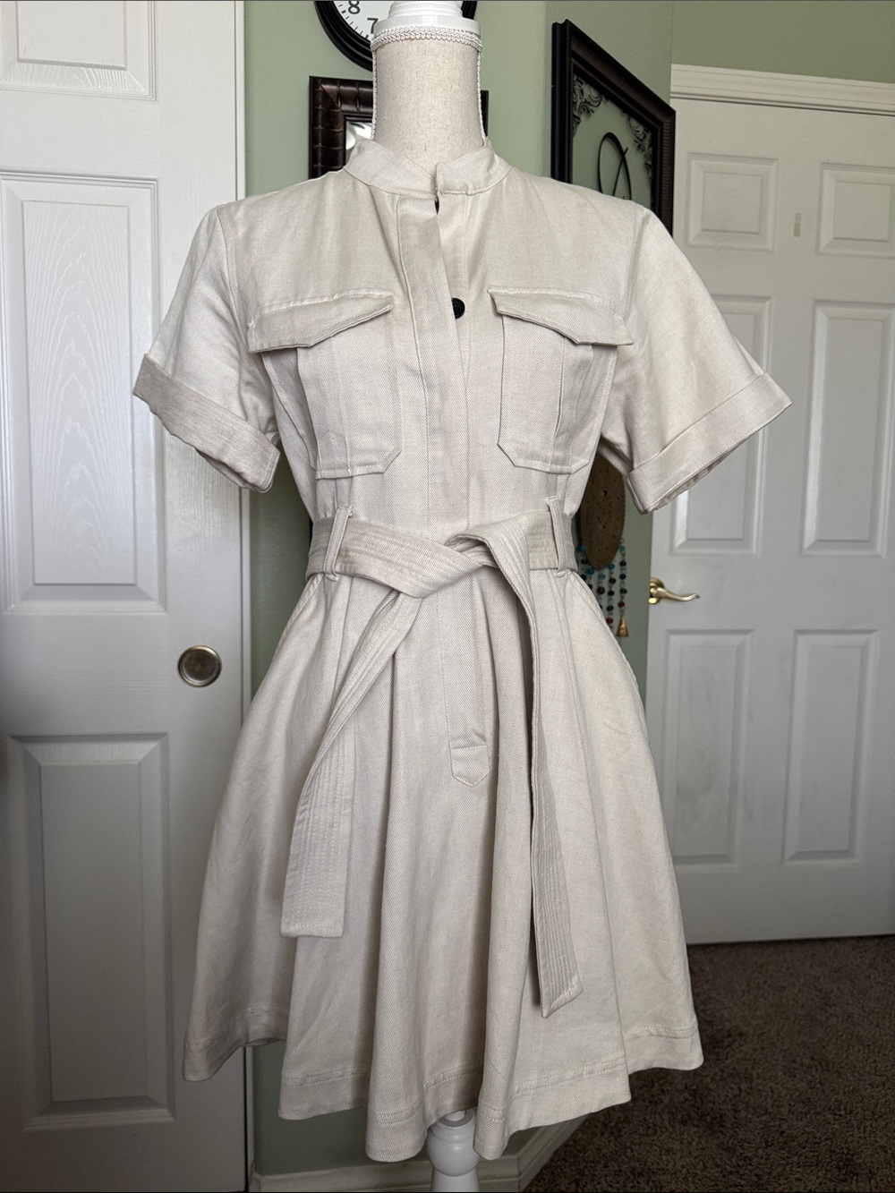 A.L.C. Cotton/Linen Safari Style Dress 6